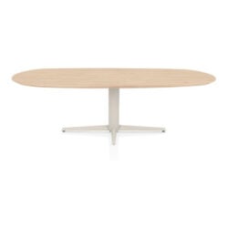 Caletta, table ovale 240 x 105 cm. - plateau en ch&ecirc;ne - pied central cr&egrave;me - Natural