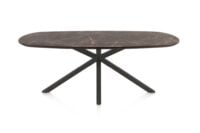 Caletta, eetkamertafel ovaal 210 x 100 cm. - HPL Primo Laminato blad - centrale kruispoot grafiet - Marble brown