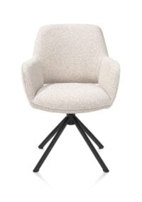 Kian, chaise à accoudoirs - pivotant - rough off black - tissu Cloudy - beige