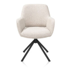 Kian, chaise à accoudoirs - pivotant - rough off black - tissu Cloudy - beige