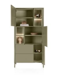 Trentino, Armoire de rangement 95 cm. - 3 portes + 2 tiroirs + 4 pinces - Olive - Image 2