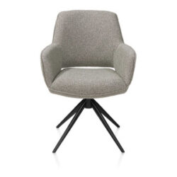 Kian, armstoel - draaibaar met kantelfunctie - rough off black - stof Cloudy - Olijf
