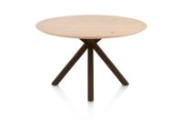Caletta, eetkamertafel rond 120 cm. - eiken blad - centrale kruispoot steelbrown - Natural
