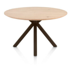 Caletta, eetkamertafel rond 120 cm. - eiken blad - centrale kruispoot steelbrown - Natural