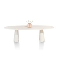 Lund, table ovale 270 x 120 cm. - stone-skin - pied cone - Nebbia