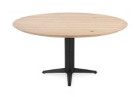 Caletta, eetkamertafel rond 150 cm. - eiken blad - centrale teenpoot zwart - Natural