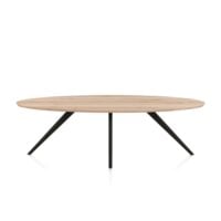Arvada, eetkamertafel 250 x 110 cm - ellips - massief eikenhout - 4 poot - zwart - Rough off black