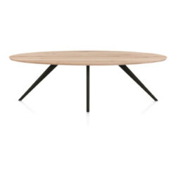 Arvada, table à manger 250 x 110 cm - ellipse - chêne massif - 4 pieds - noir - Rough off black