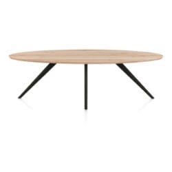 Arvada, eetkamertafel 250 x 110 cm - ellips - massief eikenhout - 4 poot - zwart - Rough off black