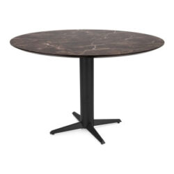 Caletta, bartafel rond 150 cm. - HPL Primo Laminato blad - centrale teenpoot zwart - Marble brown