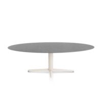 Saluti, eetkamertafel ellips 240 X 110 cm. - centrale teenpoot - creme - Antraciet