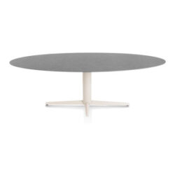 Saluti, eetkamertafel ellips 240 X 110 cm. - centrale teenpoot - creme - Antraciet