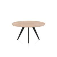 Arvada, eetkamertafel 140 cm - rond - massief eikenhout - 4 poot - zwart - Rough off black