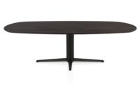 Caletta, eetkamertafel ovaal 240 x 105 cm. - eiken blad - centrale teenpoot zwart - Basalt