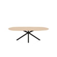 Caletta, table ovale 240 x 105 cm. - plateau en ch&ecirc;ne - pied central en croix noir - Natural
