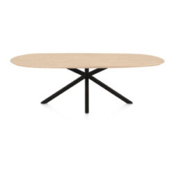 Caletta, eetkamertafel ovaal 240 x 105 cm. - eiken blad - centrale kruispoot zwart - Natural