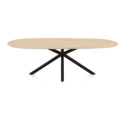 Caletta, table ovale 240 x 105 cm. - plateau en ch&ecirc;ne - pied central en croix noir - Natural