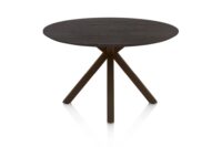 Caletta, eetkamertafel rond 120 cm. - eiken blad - centrale kruispoot steelbrown - Basalt