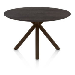 Caletta, eetkamertafel rond 120 cm. - eiken blad - centrale kruispoot steelbrown - Basalt