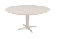Caletta, eetkamertafel rond 150 cm. - HPL Primo Laminato blad - centrale teenpoot crème - Travertin - Afbeelding 2
