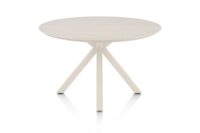 Caletta, eetkamertafel rond 120 cm. - HPL Primo Laminato blad - centrale kruispoot cr&egrave;me - Travertin