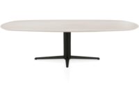 Caletta, eetkamertafel ovaal 270 x 110 cm. - HPL Primo Laminato blad - centrale teenpoot zwart - Travertin