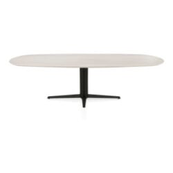 Caletta, table ovale 270 x 110 cm. - plateau en HPL Primo Laminato - pied central noir - Travertin