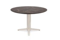 Caletta, eetkamertafel rond 120 cm. - HPL Primo Laminato blad - centrale teenpoot cr&egrave;me - Marble brown