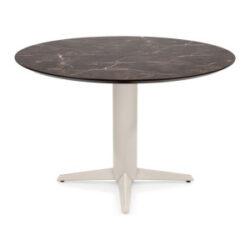 Caletta, table rond 120 cm. - plateau en HPL Primo Laminato - pied central crème - Marble brown