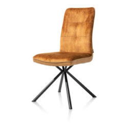 Milva, eetkamerstoel - zwart frame 4-poots + greep - combi Pala/Karese - Okergeel