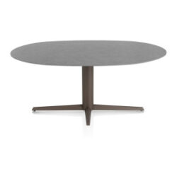 Saluti, eetkamertafel ellips 180 X 105 cm. - centrale teenpoot - steelbrown - Antraciet