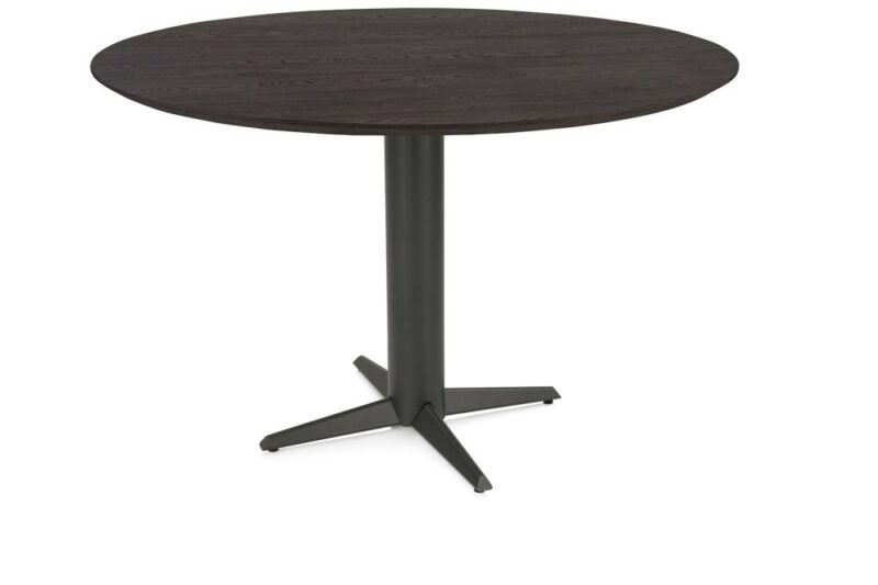 Caletta, Bartafel Rond 150 Cm. - Eiken Blad - Centrale Teenpoot Grafiet - Basalt - Afbeelding 2