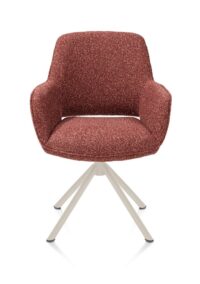 Kian, chaise à accoudoirs - pivotant - crème - tissu Cloudy - cuivre