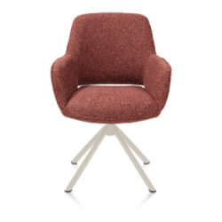 Kian, chaise à accoudoirs - pivotant - crème - tissu Cloudy - cuivre
