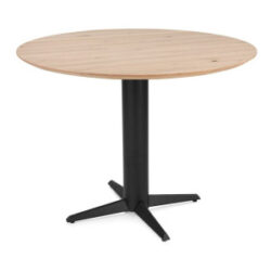 Caletta, table de bar rond 120 cm. - plateau en ch&ecirc;ne - pied central noir - Natural