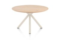 Caletta, eetkamertafel rond 120 cm. - eiken blad - centrale kruispoot cr&egrave;me - Natural