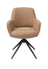 Kian, chaise à accoudoirs - fixe - rough off black - tissu Cloudy - Jaune ocre