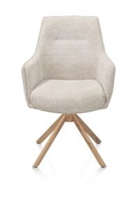 Theo, armstoel - draaibaar - eikenhout look - pocket - Vada - beige