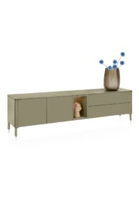 Trentino, Buffet bas 210 cm. - 2 portes + 2 tiroirs + 1 niche - mdf laqué - Olive - Image 2