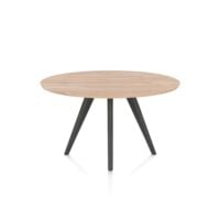Arvada, eetkamertafel 125 cm - rond - massief eikenhout - 4 poot - grafiet - Metal graphite