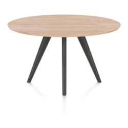 Arvada, eetkamertafel 125 cm - rond - massief eikenhout - 4 poot - grafiet - Metal graphite
