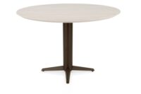 Caletta, bartafel rond 150 cm. - HPL Primo Laminato blad - centrale teenpoot steelbrown - Travertin