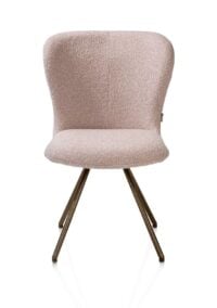 Ethan, chaise - pivotante - 4-pieds steelbrown - tissu Cloudy - Rose