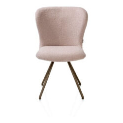 Ethan, eetkamerstoel - draaibaar steelbrown - 4-poot - stof Cloudy - Roze