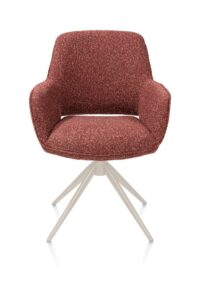 Kian, chaise à accoudoirs - pivotant avec fonction relax - crème - tissu Cloudy - cuivre