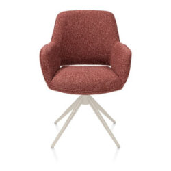 Kian, chaise à accoudoirs - pivotant avec fonction relax - crème - tissu Cloudy - cuivre