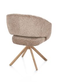 Isla, armstoel - draaibaar met kantelfunctie - eikenhout look - stof Valencia - Taupe - Afbeelding 3