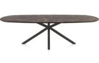 Caletta, eetkamertafel ovaal 270 x 110 cm. - HPL Primo Laminato blad - centrale kruispoot grafiet - Marble brown