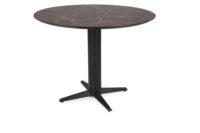 Caletta, bartafel rond 120 cm. - HPL Primo Laminato blad - centrale teenpoot zwart - Marble brown
