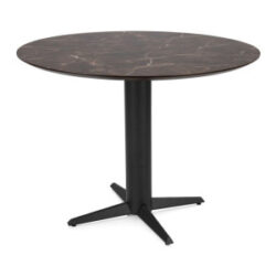 Caletta, table de bar rond 120 cm. - plateau en HPL Primo Laminato - pied central noir - Marble brown